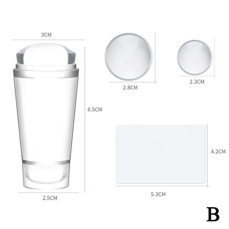 New cross-border nail art transparent double-headed stamp with cap, fully transparent handle and transparent stamp head silicone stamp